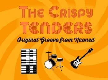 l'orgue Hammond, la batterie et la guitare sur le logo du groupe 'The Crispy Tenders', live au café restaurant le Centre à Saint-Nazaire (44).
